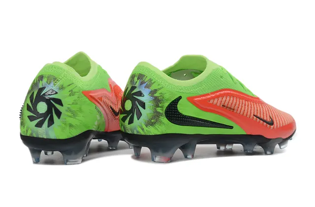 Nike Phantom GT Vert Rouge partie supérieure en tricot lacets asymétriques terrain ferme chaussures de football 5