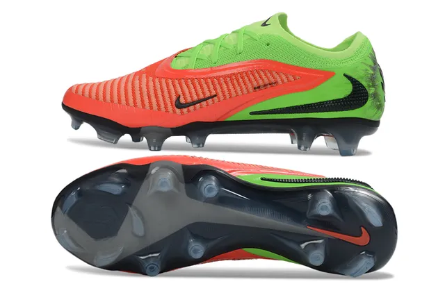 Nike Phantom GT Vert Rouge partie supérieure en tricot lacets asymétriques terrain ferme chaussures de football 6