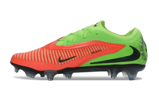 Nike Phantom GT Vert Rouge partie supérieure en tricot lacets asymétriques terrain ferme chaussures de football 7