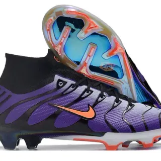 Nike Phantom GT Roxo Preto Alto Corte Colar Ajustado Meia Campo Firme Chuteira