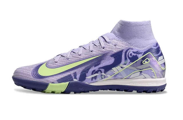 Nike Phantom GT roxo verde sapatos de futebol de cano alto colar de meia Swoosh lateral para grama 6