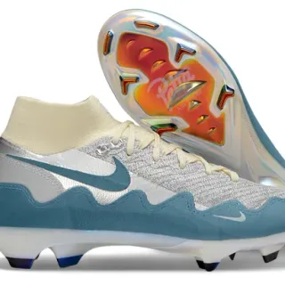 Nike Phantom GT Silver Blue Cream Chaussures de football pour terrain ferme
