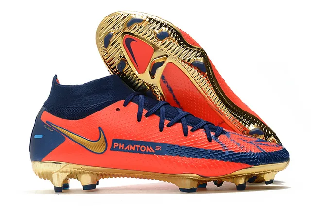 Nike Phantom GT White Blue Gold Firm-Ground Soccer Shoes 2