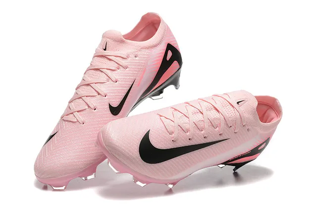 Nike Rose Noir Low-Cut Knit Upper Asymétrique Lacets Firm-Ground Chaussures de Football 3