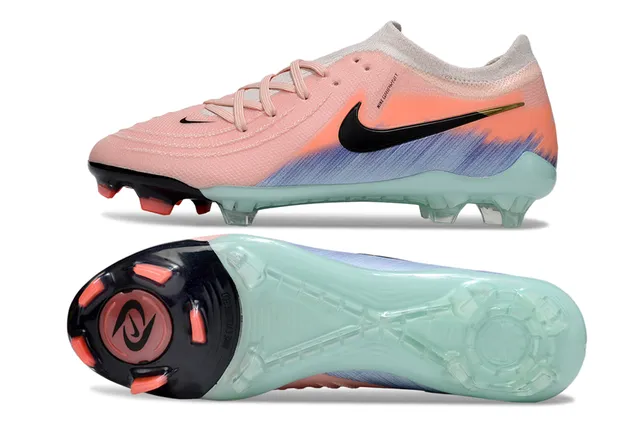 Nike Pink Blue Knit Upper Gradient Color Blocking Firm-Ground Soccer Shoes 6