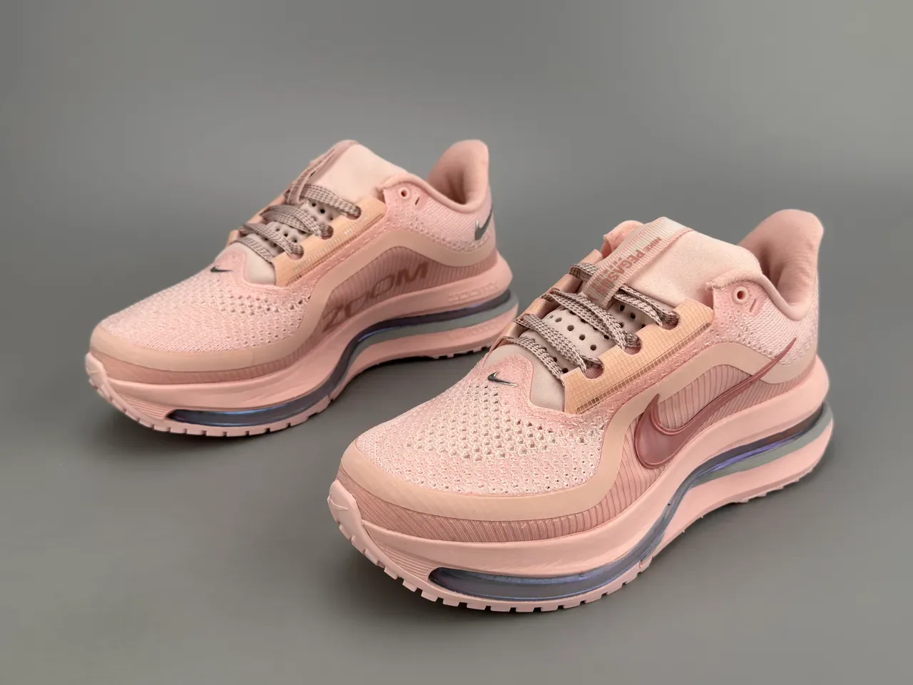 Nike Pink Gray Engineered Mesh Upper Visible Air Zoom Unit Running Shoes 5