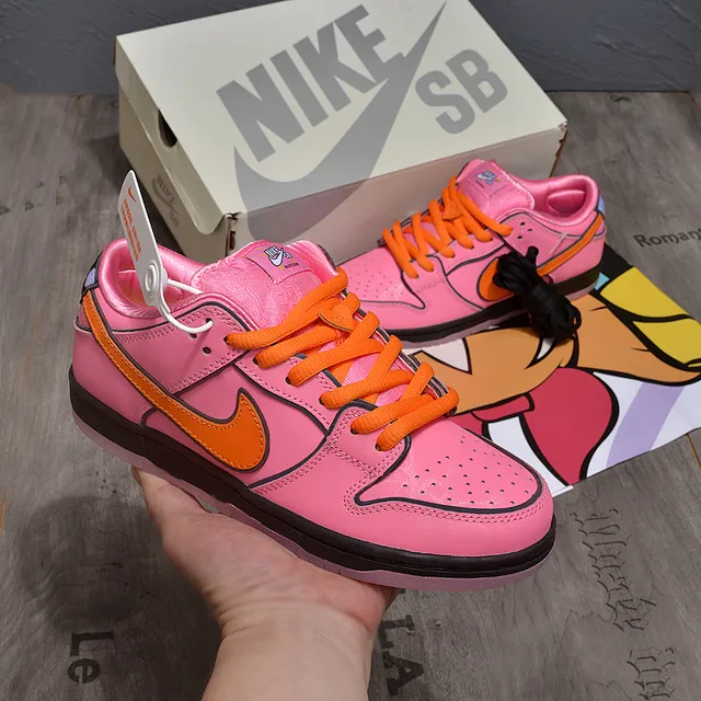 Nike Chaussures de Skate Low-Top Perforées à l'orteil en Rose Orange 2