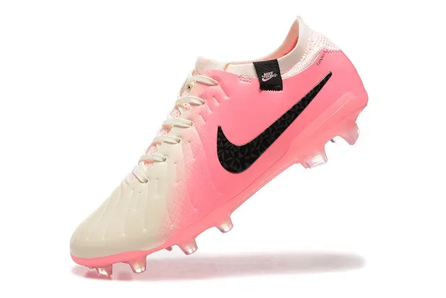 Nike وردي أبيض بوتي منخفض الجزء العلوي الشفاف السفح الخارجي الشفاف أرضية صلبة أحذية كرة القدم 4