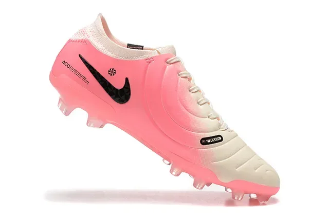 Nike وردي أبيض بوتي منخفض الجزء العلوي الشفاف السفح الخارجي الشفاف أرضية صلبة أحذية كرة القدم 5