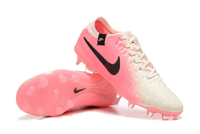 Nike وردي أبيض بوتي منخفض الجزء العلوي الشفاف السفح الخارجي الشفاف أرضية صلبة أحذية كرة القدم 6