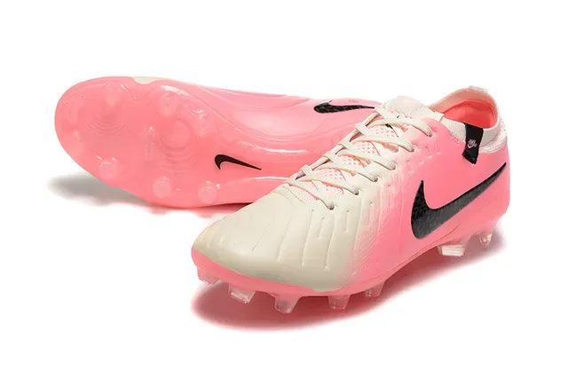 Nike وردي أبيض بوتي منخفض الجزء العلوي الشفاف السفح الخارجي الشفاف أرضية صلبة أحذية كرة القدم 7