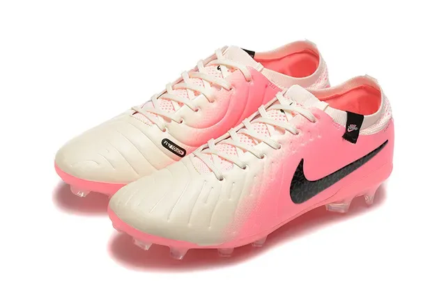 Nike وردي أبيض بوتي منخفض الجزء العلوي الشفاف السفح الخارجي الشفاف أرضية صلبة أحذية كرة القدم 8