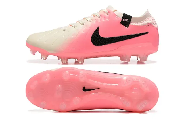 Nike وردي أبيض بوتي منخفض الجزء العلوي الشفاف السفح الخارجي الشفاف أرضية صلبة أحذية كرة القدم 9