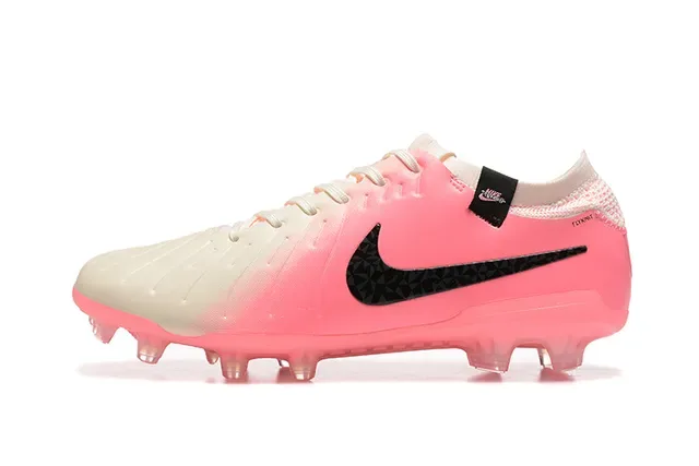 Nike وردي أبيض بوتي منخفض الجزء العلوي الشفاف السفح الخارجي الشفاف أرضية صلبة أحذية كرة القدم 10