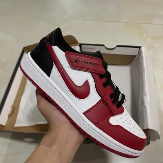 Nike Red White Low-Top Leather Upper Sneakers