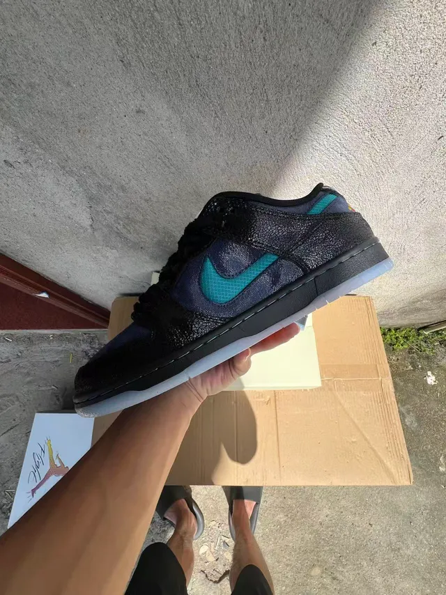 Nike SB Dunk Low Black Teal Textured Skateboard Shoes 6