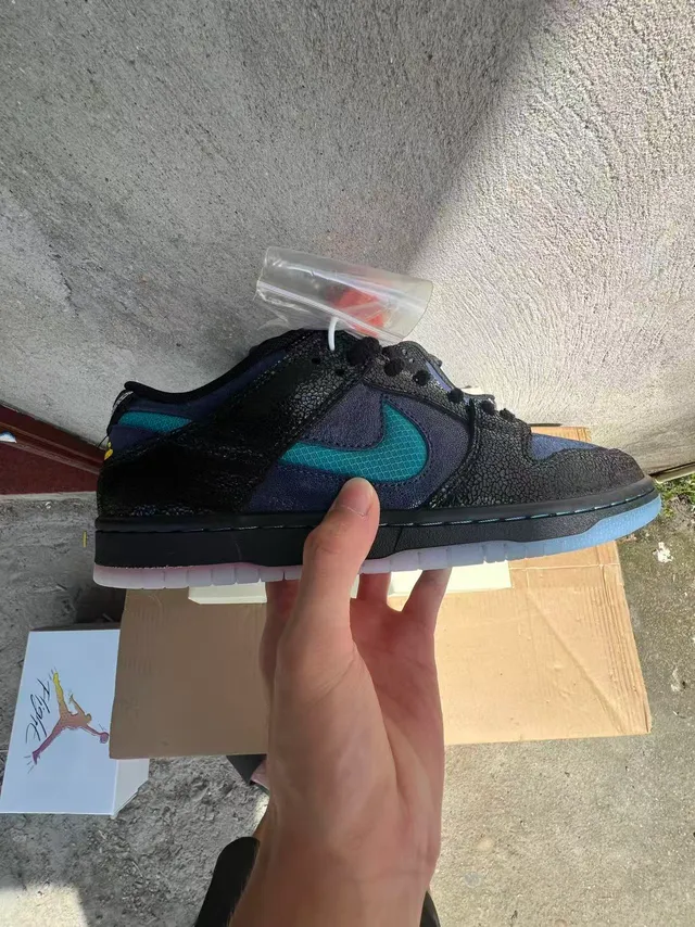 Nike SB Dunk Low Black Teal Textured Skateboard Shoes 8