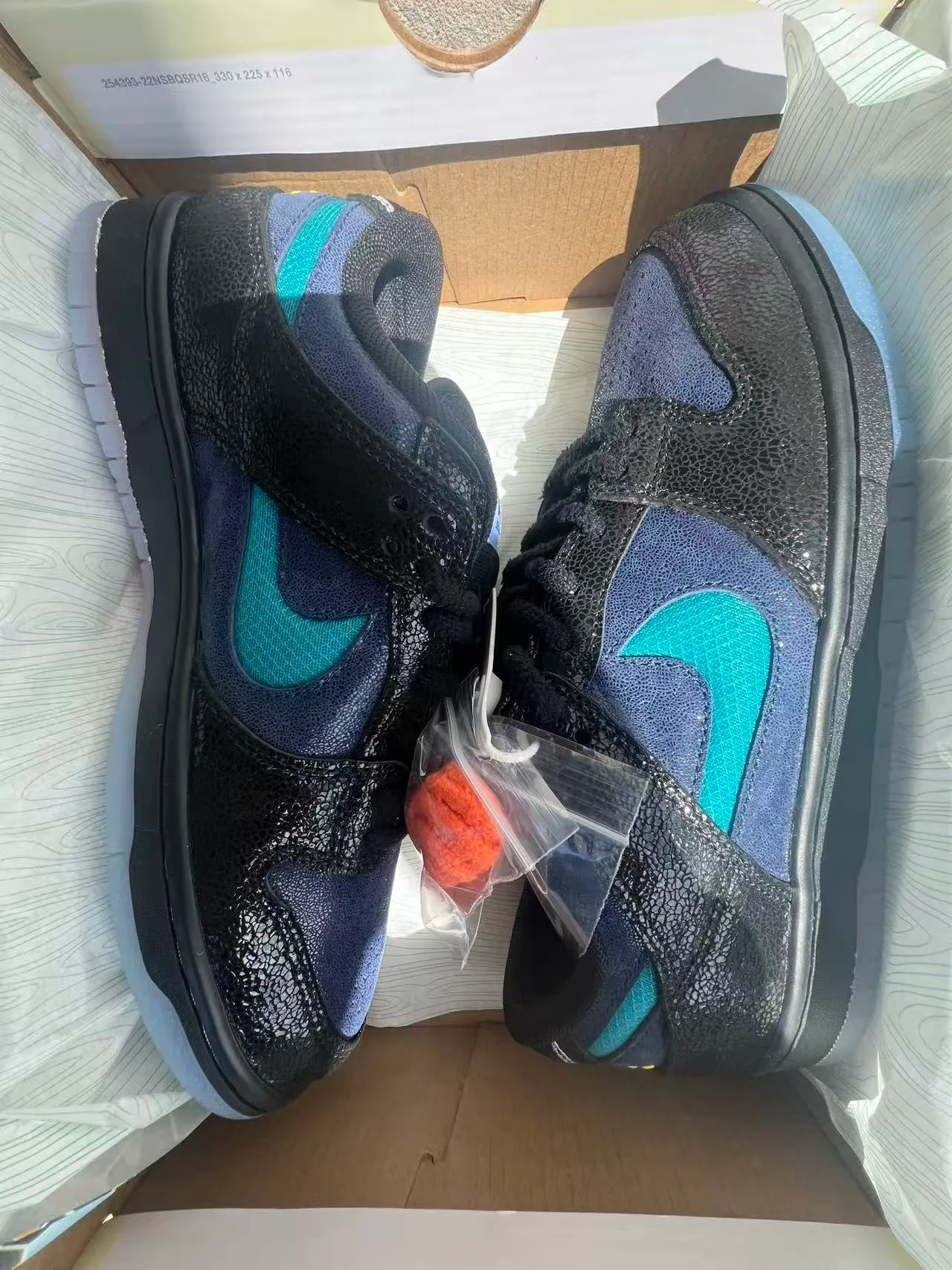 Nike SB Dunk Low Black Teal Textured Skateboard Shoes 10