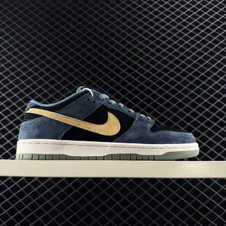 Nike SB Dunk Low স্কেটবোর্ড জুতো নেভি কালো সোনালি সুয়েড