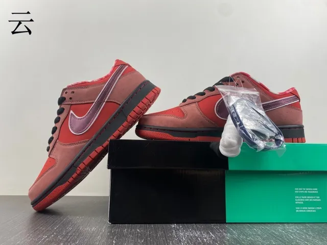 Nike SB Dunk Low Red Burgundy Swoosh Skateboard Shoes 5
