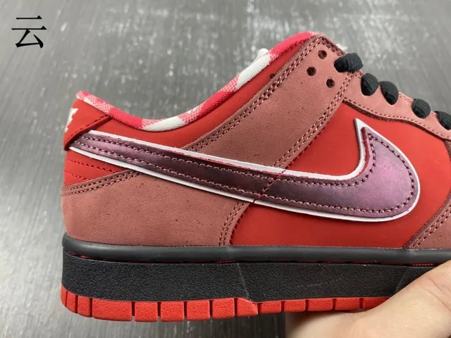 Nike SB Dunk Low Red Burgundy Swoosh Skateboard Shoes 10