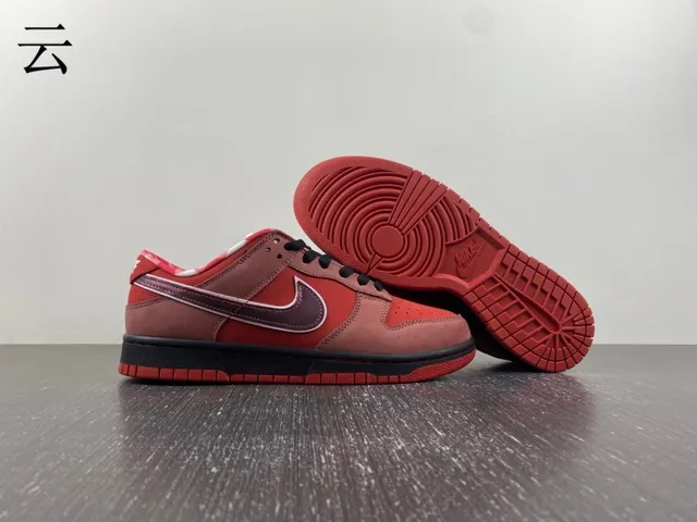 Nike SB Dunk Low Red Burgundy Swoosh Skateboard Shoes 13