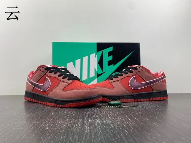Nike SB Dunk Low Red Burgundy Swoosh Skateboard Shoes 15