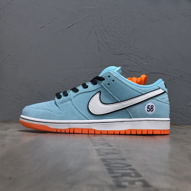 Nike SB Force 58 Light Blue Black Orange Skateboard Shoes 7