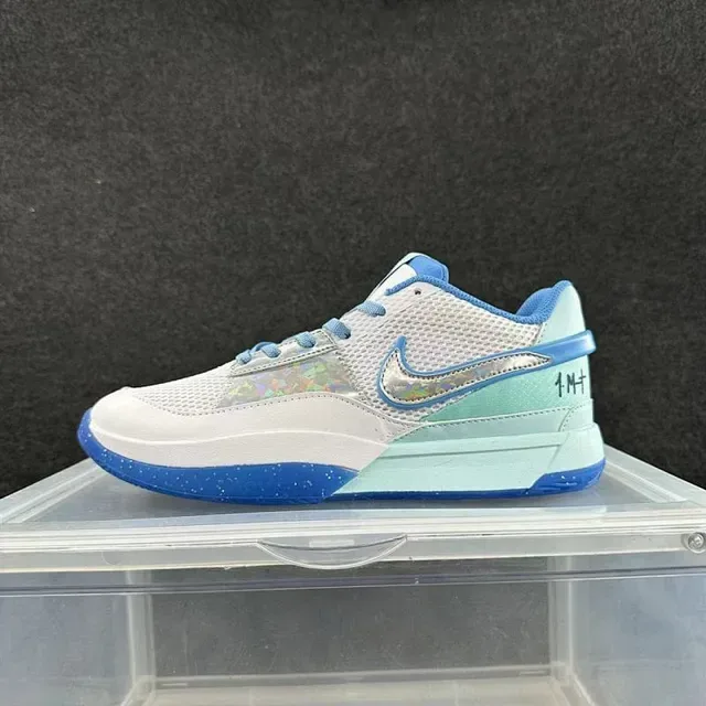 Nike White and Ice Blue Low-Top Court Silhouette Lifestyle Sneakers 2