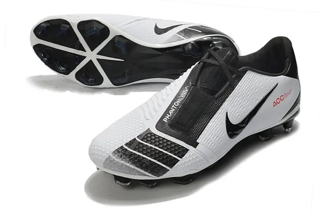 Nike Branco Preto Botins Baixos com Cadarço Assimétrico para Campo Firme Sapatos de Futebol 17