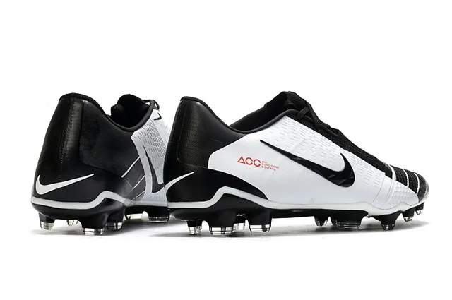 Nike Branco Preto Botins Baixos com Cadarço Assimétrico para Campo Firme Sapatos de Futebol 18