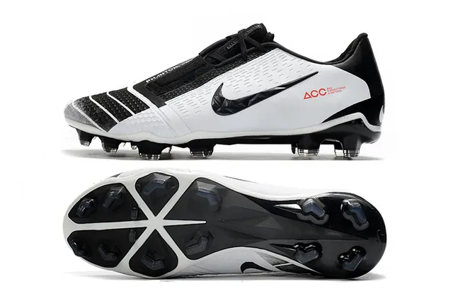 Nike Branco Preto Botins Baixos com Cadarço Assimétrico para Campo Firme Sapatos de Futebol 19