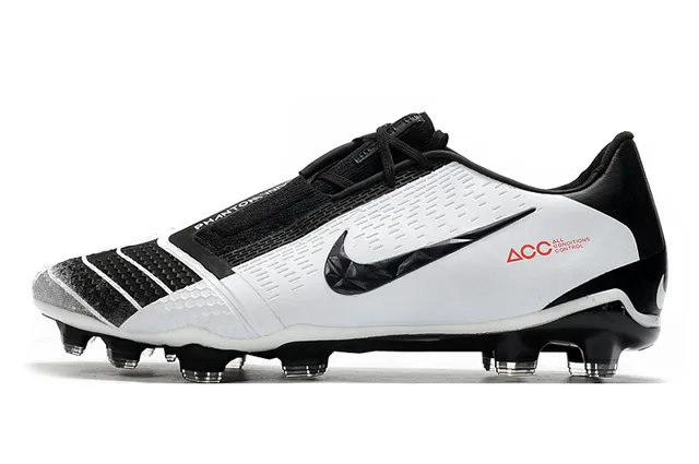 Nike Branco Preto Botins Baixos com Cadarço Assimétrico para Campo Firme Sapatos de Futebol 20