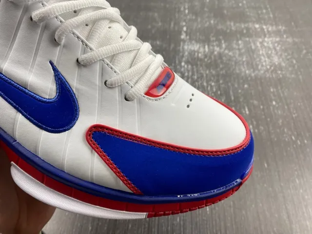 Nike Tênis de Basquete Branco e Azul Alto com Upper Sintético Ribeteado 2