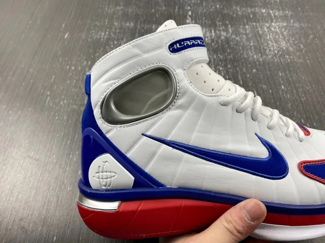 Nike Tênis de Basquete Branco e Azul Alto com Upper Sintético Ribeteado 3