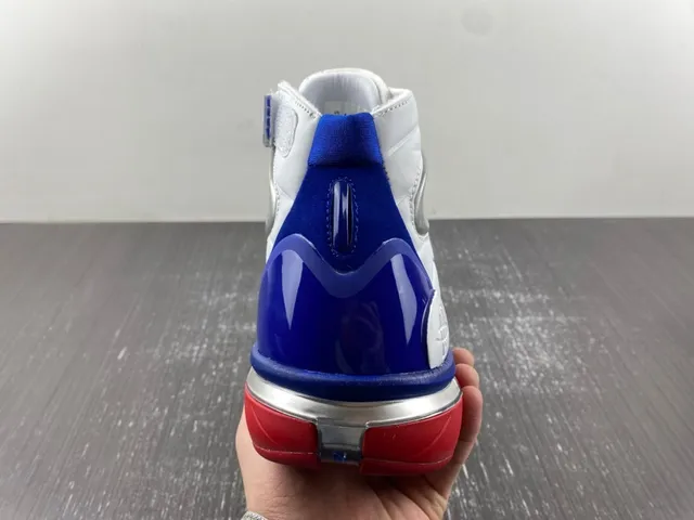 Nike Tênis de Basquete Branco e Azul Alto com Upper Sintético Ribeteado 4