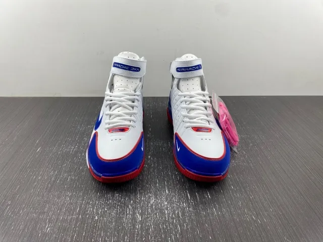Nike Tênis de Basquete Branco e Azul Alto com Upper Sintético Ribeteado 11
