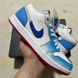 Nike أبيض أزرق أحذية رياضية لايف ستايل silhouette منخفضة الارتفاع جلد وصناعي بانيلز