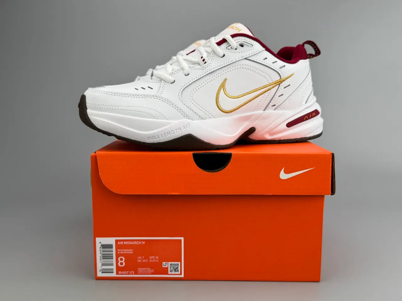 Nike Branco Burdeos Couro Superior Dourado Bordado Swoosh Lifestyle Sneakers 4