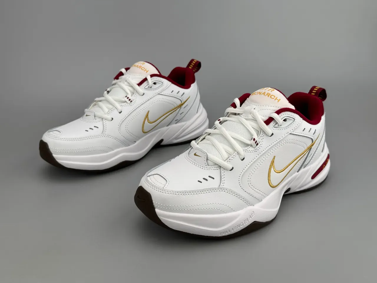 Nike Branco Burdeos Couro Superior Dourado Bordado Swoosh Lifestyle Sneakers 7