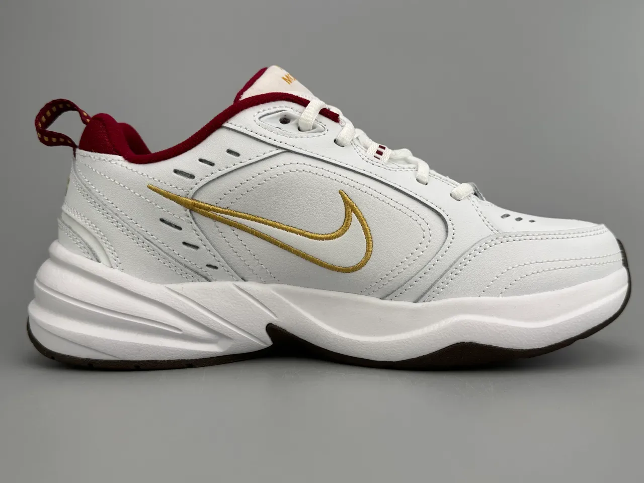 Nike Branco Burdeos Couro Superior Dourado Bordado Swoosh Lifestyle Sneakers 10