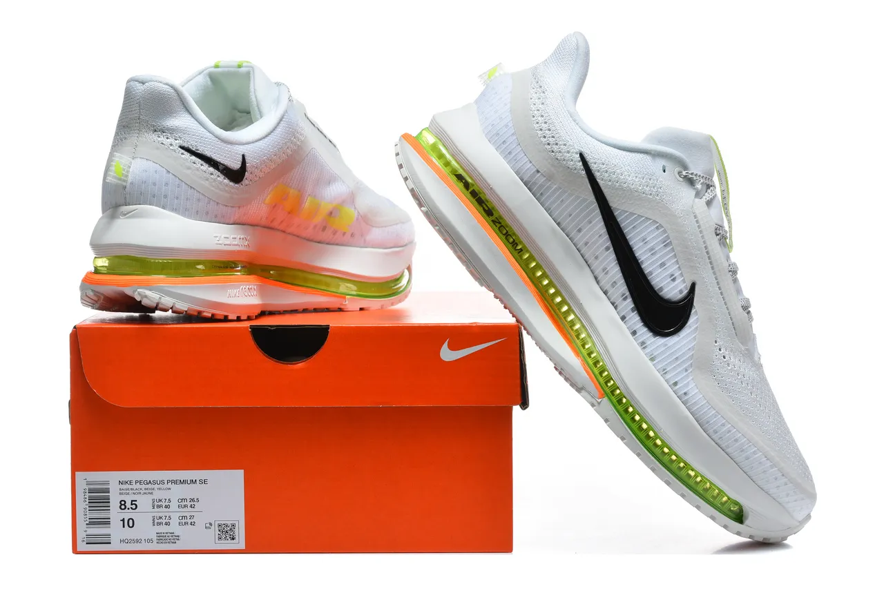 Nike White Green Engineered Mesh Upper Full-Length Air Zoom Unit Running Shoes 7