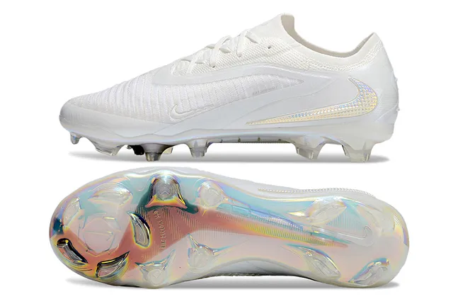 Nike White Iridescent Knit Firm-Ground Soccer Shoes 6