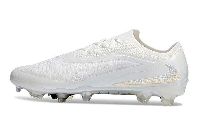 Nike White Iridescent Knit Firm-Ground Soccer Shoes 7