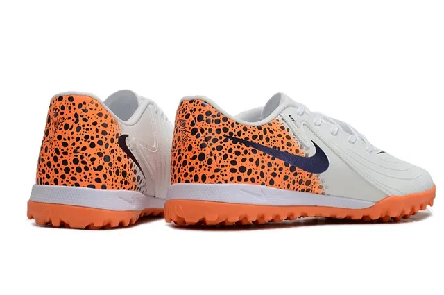 Nike White Orange Low-Cut Synthetic Upper Speckled Heel Panel Turf Soccer Shoes 5