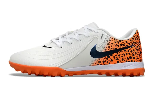 Nike White Orange Low-Cut Synthetic Upper Speckled Heel Panel Turf Soccer Shoes 7