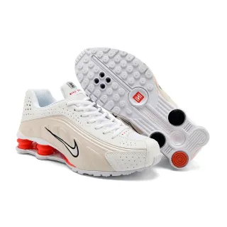 Nike أبيض برتقالي Shox وسادة العمود مثقب العلوي أحذية نمط حياة