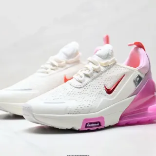 Nike أحذية أسلوب حياة بيضاء وردية مع علوة شبكية ووحدة كعب شفافة