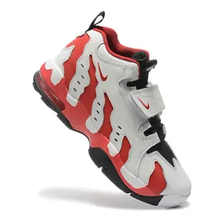 Nike सफेद लाल हाई-टॉप प्लेम पैटर्न ओवरले बास्केटबॉल जूते