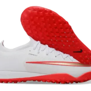 Nike Sapatilhas de Futebol Low-Cut Knit Upper Branco e Vermelho para Turf